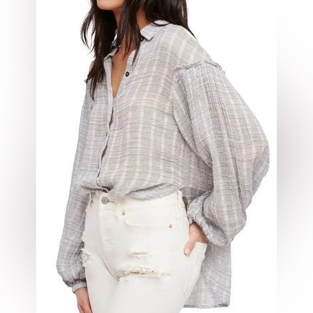 Free People‎ Headed to the Highlands Button Down Top Blouse Size Medium
